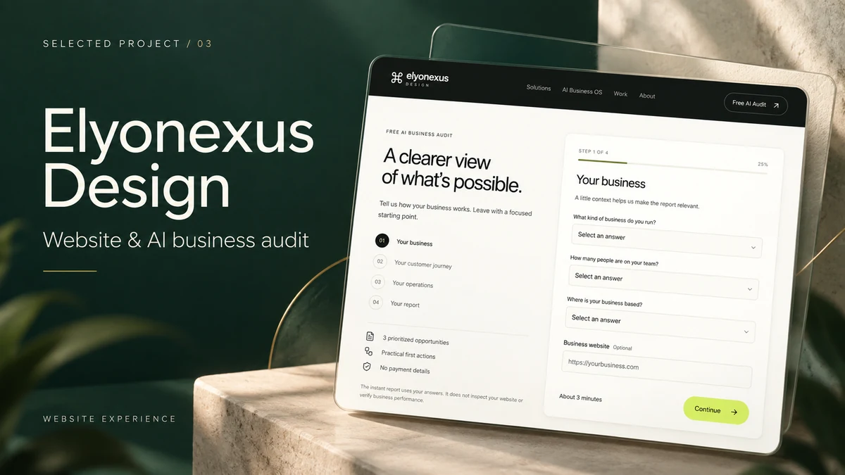 Elyonexus Design — illustrative AI, automation and design project cover.